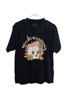 Mojave Desert Wanderer Skull Graphic Tee Black Large Western